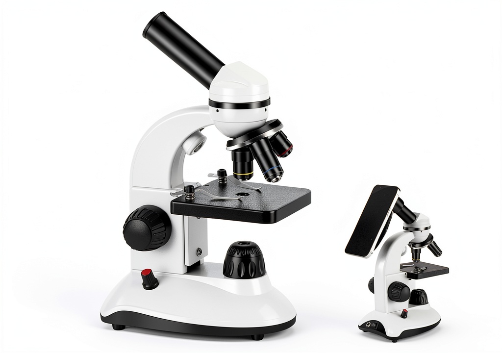 YOUNG FUTURE microscope with dual LED lighting on a lab bench