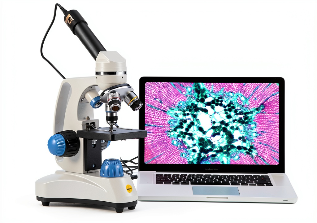 Student using Swift microscope in a classroom setting