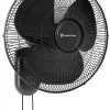 Comfort Zone 16-Inch Wall Mount Fan Black MTWF-16A-BLK-0