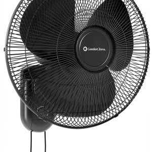 Comfort Zone 16-Inch Wall Mount Fan Black MTWF-16A-BLK-0