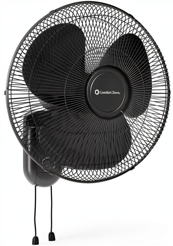 Comfort Zone 16-Inch Wall Mount Fan Black MTWF-16A-BLK-0