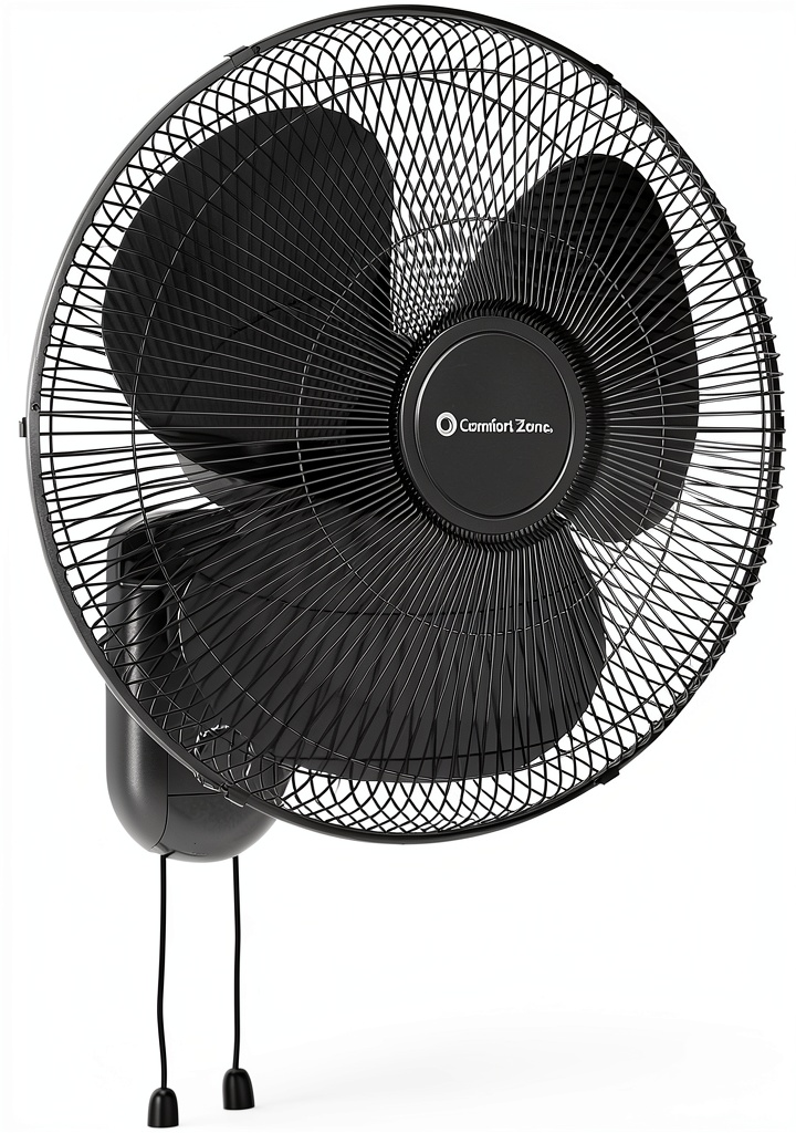 Comfort Zone 16-Inch Wall Mount Fan in a bedroom