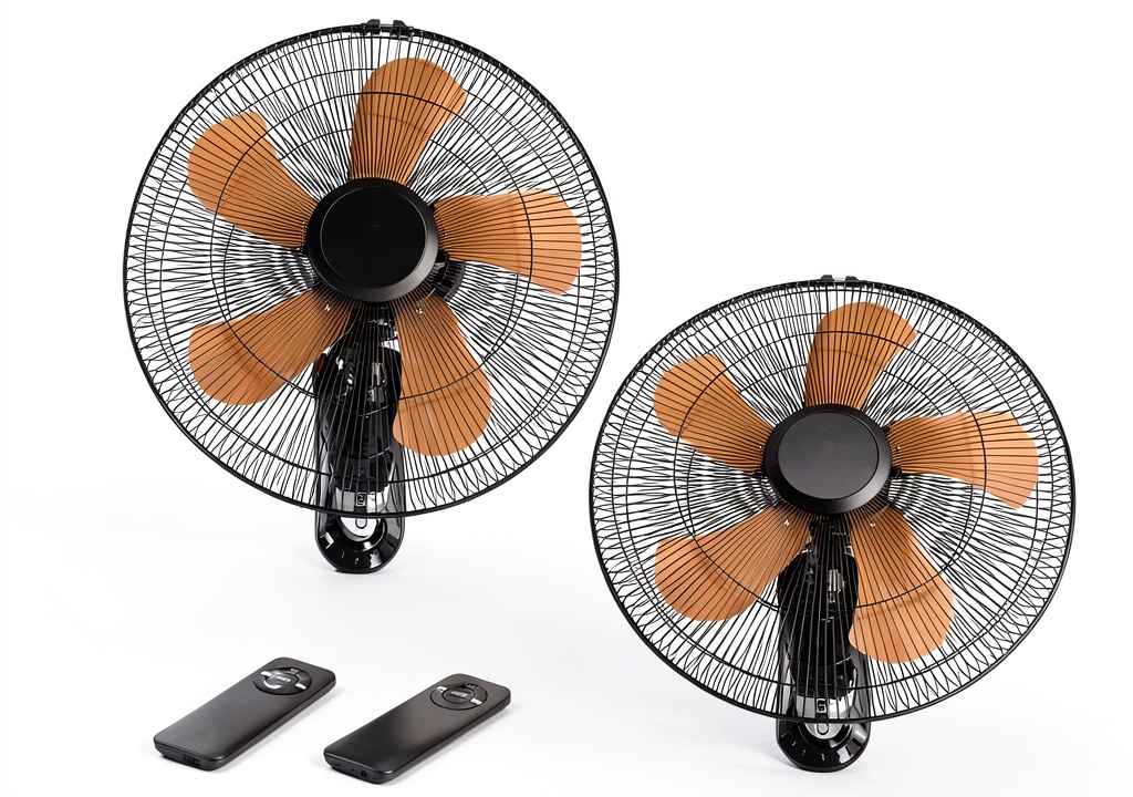 AZOUTDOOR wall‑mount fan installed in a modern bedroom