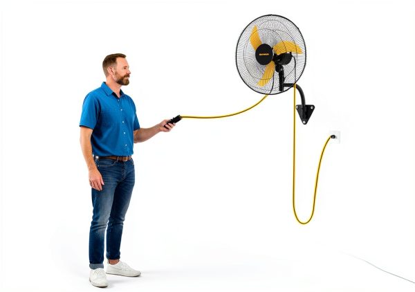 Industrial Wall-Mounted Fan CAMMOO 20-Inch Yellow Remote Control-3