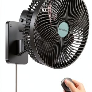 JIWAN 10-Inch Blackish Green Wall-Mount Fan with Remote and 4 Speeds-0
