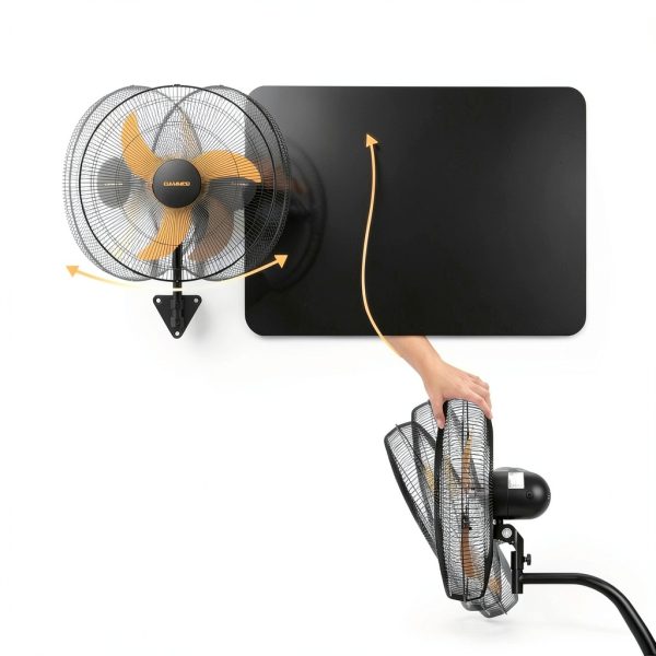Industrial Wall-Mounted Fan CAMMOO 20-Inch Yellow Remote Control-5