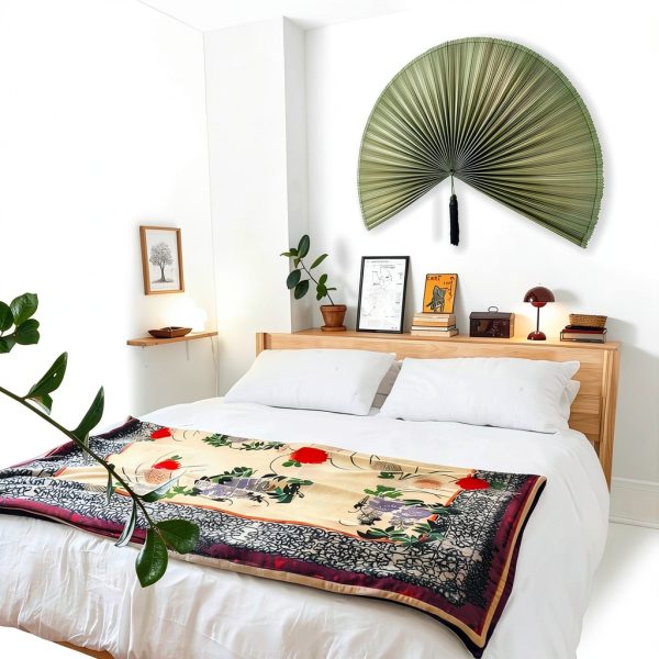 Suchubu Large Green Bamboo Wall Fan 60‑Inch Foldable Decorative-3