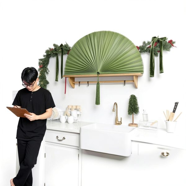 Suchubu Large Green Bamboo Wall Fan 60‑Inch Foldable Decorative-4