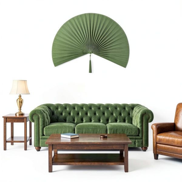 Suchubu Large Green Bamboo Wall Fan 60‑Inch Foldable Decorative-5